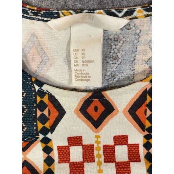 H & M Dress Womens Size XS A Line Stretch Sleeveless Aztec Design Mini - Picture 6 of 9